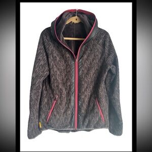 LOLE Women’s Full Zip Brown Red Poly Hoodie Warm-Up Sweatshirt Sz XL